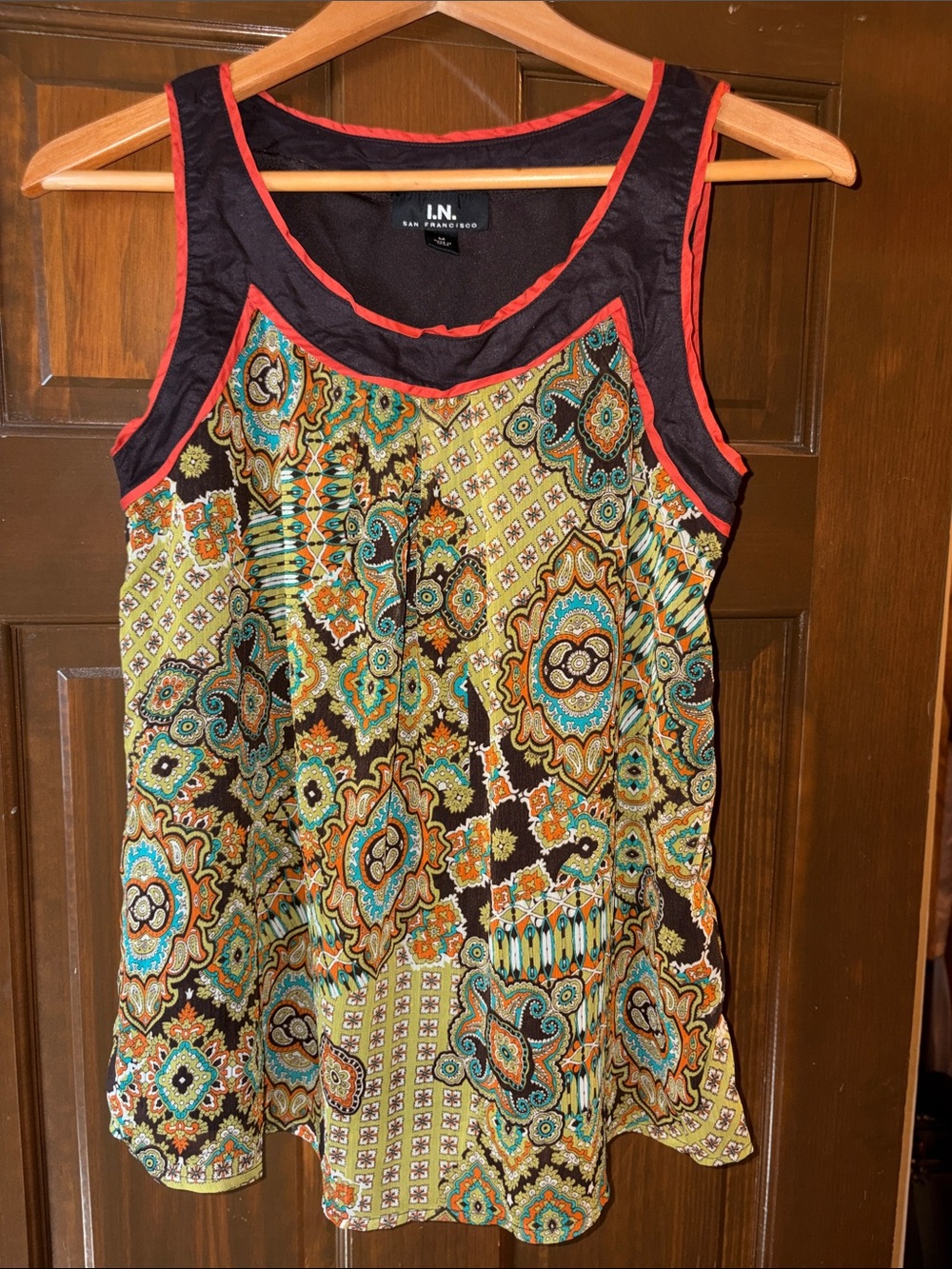 Green Multi-Pattern Scoop Neck Tank NWOT